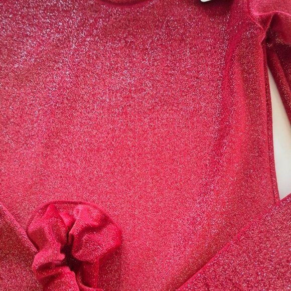 Mondor 2711 RED silver show competition figure skating dress Adult L sleeves NWT - Picture 4 of 4